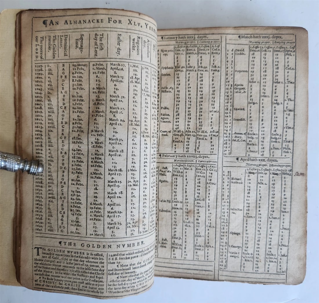 1574 BIBLE LATIN PLANTIN PRESS & 1627 BOOK of COMMON PRAYER in ENGLISH antique - 8