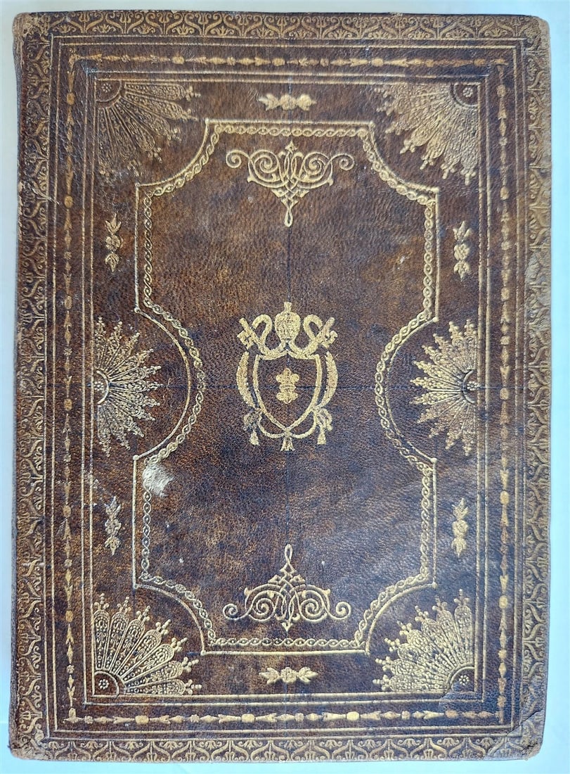 1924 MANUSCRIPT BOOK in ENGLISH antique PAPACY COAT of ARMS BINDING: Title: 1924 MANUSCRIPT BOOK in ENGLISH antique PAPACY COAT of ARMS BINDING Description: Manuscript. Handwritten Book of Witticisms. dated- 1924 Full calf fine binding, elaborately decorated in gilt. T