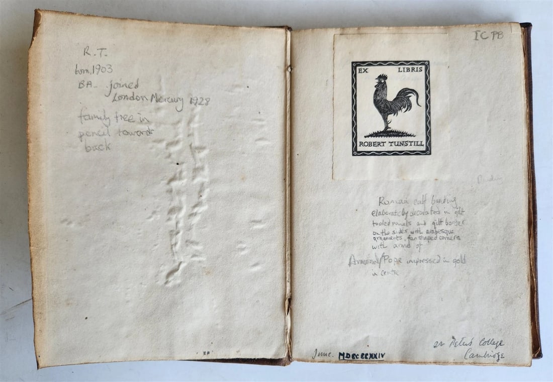 1924 MANUSCRIPT BOOK in ENGLISH antique PAPACY COAT of ARMS BINDING - 2