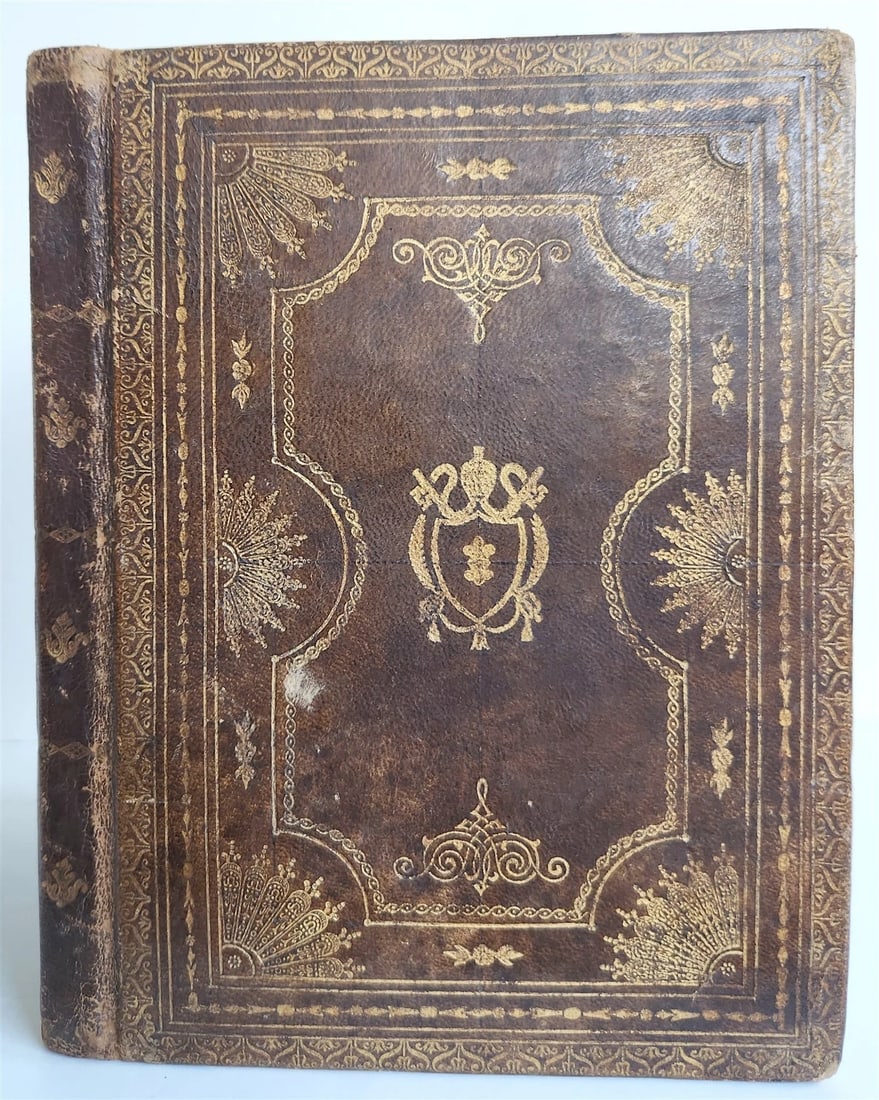 1924 MANUSCRIPT BOOK in ENGLISH antique PAPACY COAT of ARMS BINDING - 3