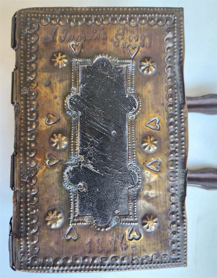 1803 DEVOTIONAL BOOK in CZECH LANGUAGE antique DECORATIVE BRASS BINDING w/CLASPS - 5