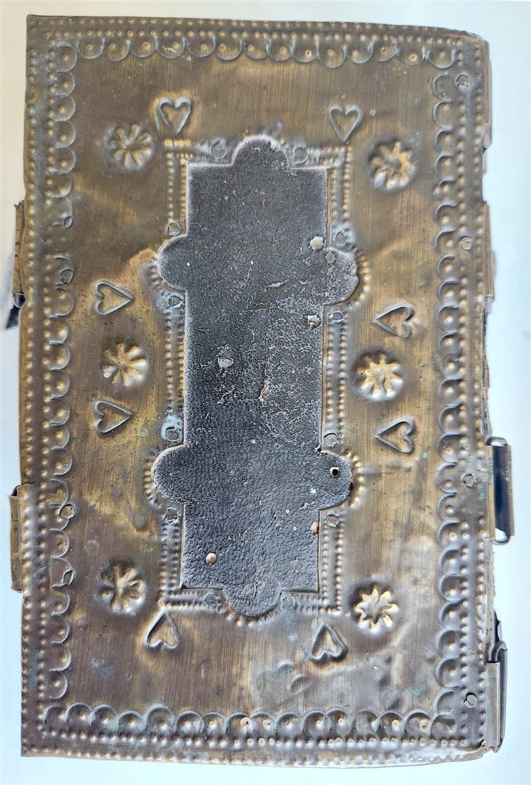 1803 DEVOTIONAL BOOK in CZECH LANGUAGE antique DECORATIVE BRASS BINDING w/CLASPS - 8