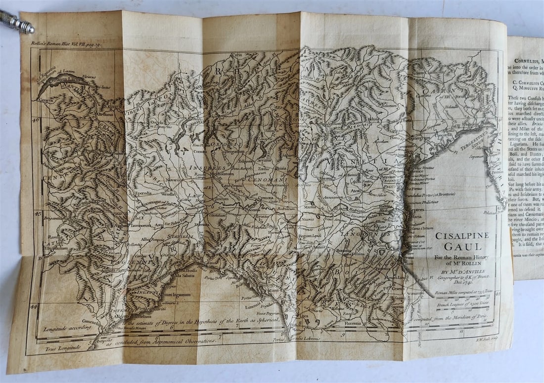 1754 ROMAN HISTORY by ROLLIN 12 VOLUMES antique ILLUSTRATED w/ MAPS - 13