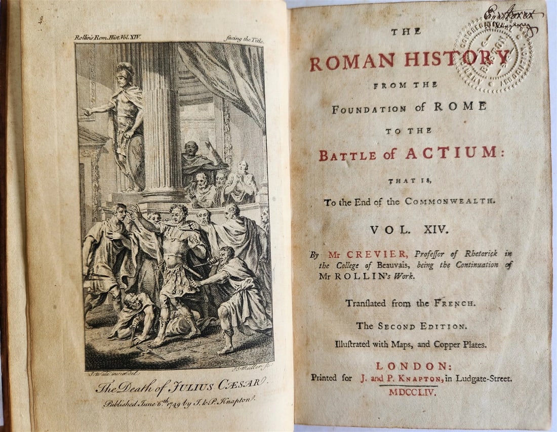 1754 ROMAN HISTORY by ROLLIN 12 VOLUMES antique ILLUSTRATED w/ MAPS - 18