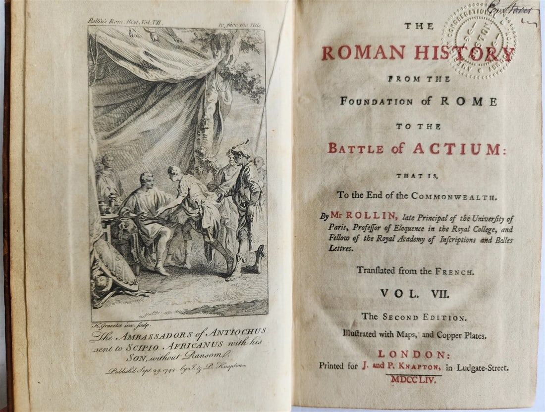 1754 ROMAN HISTORY by ROLLIN 12 VOLUMES antique ILLUSTRATED w/ MAPS - 19