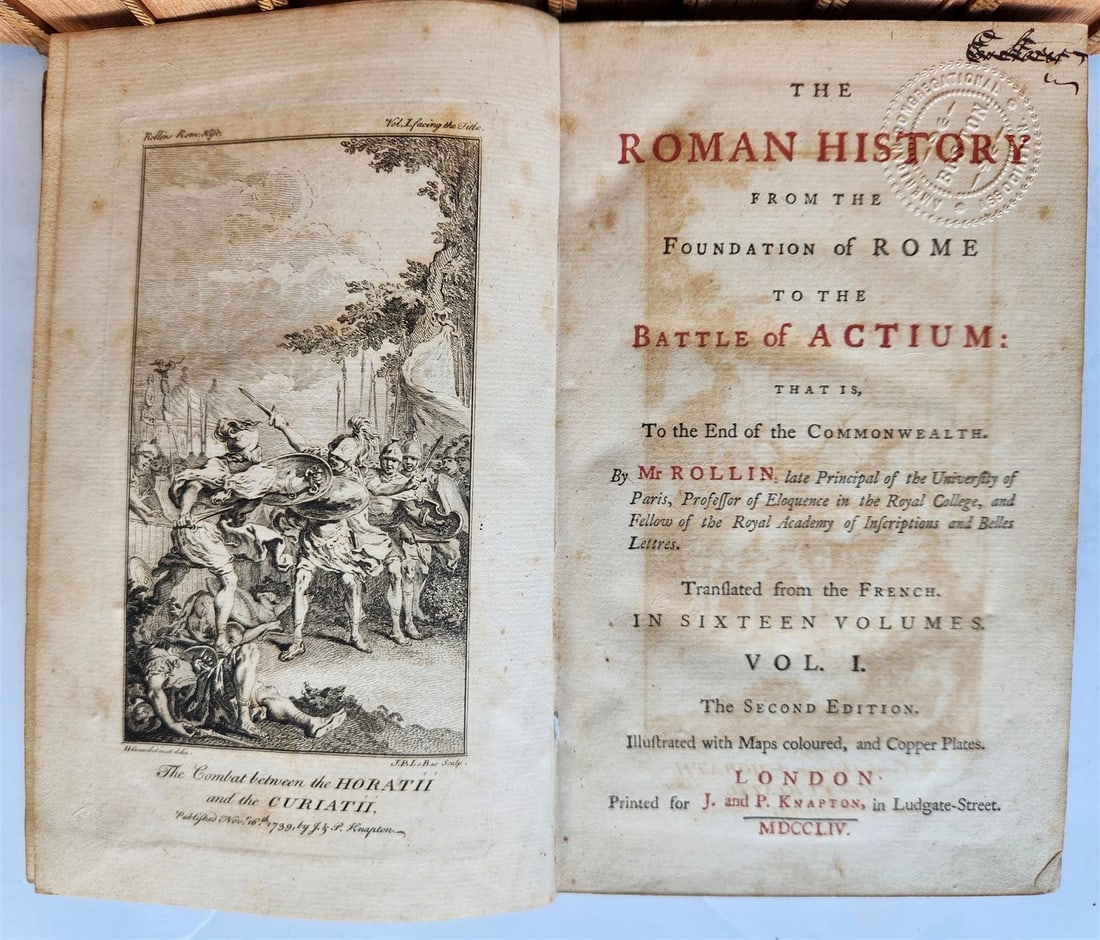 1754 ROMAN HISTORY by ROLLIN 12 VOLUMES antique ILLUSTRATED w/ MAPS - 2