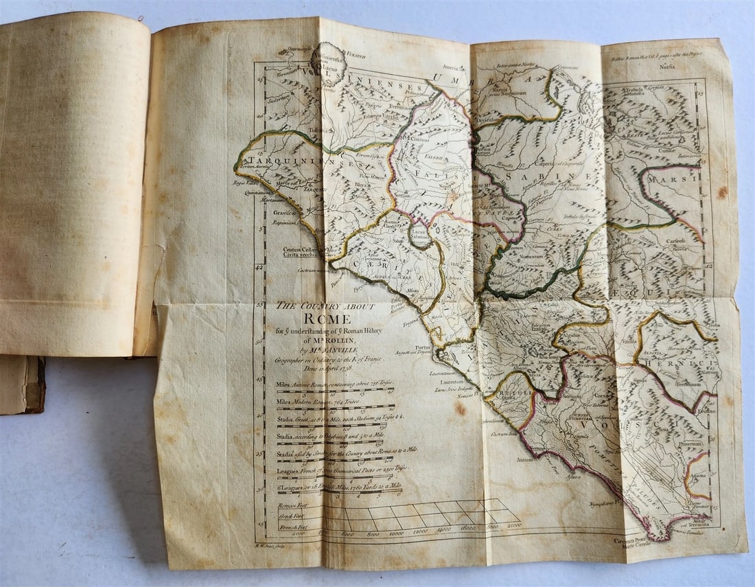 1754 ROMAN HISTORY by ROLLIN 12 VOLUMES antique ILLUSTRATED w/ MAPS - 3