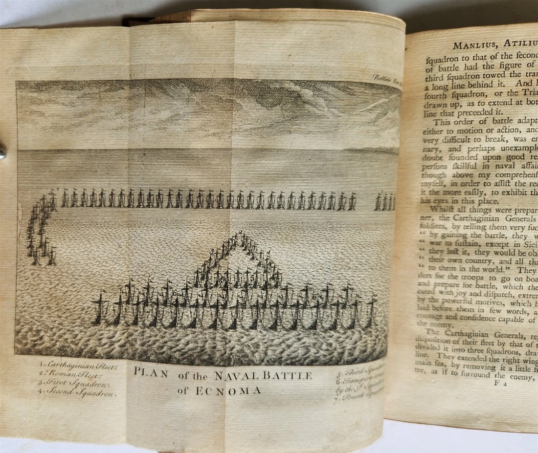 1754 ROMAN HISTORY by ROLLIN 12 VOLUMES antique ILLUSTRATED w/ MAPS - 7