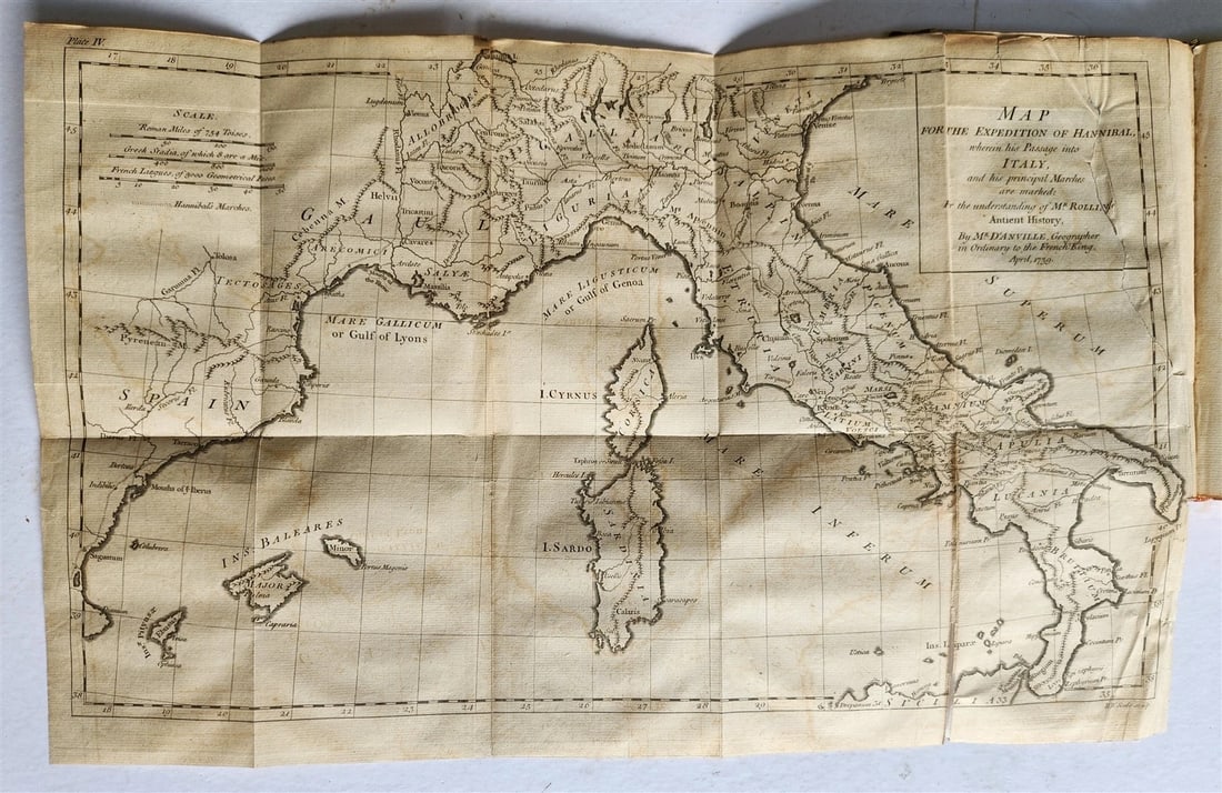 1754 ROMAN HISTORY by ROLLIN 12 VOLUMES antique ILLUSTRATED w/ MAPS - 8