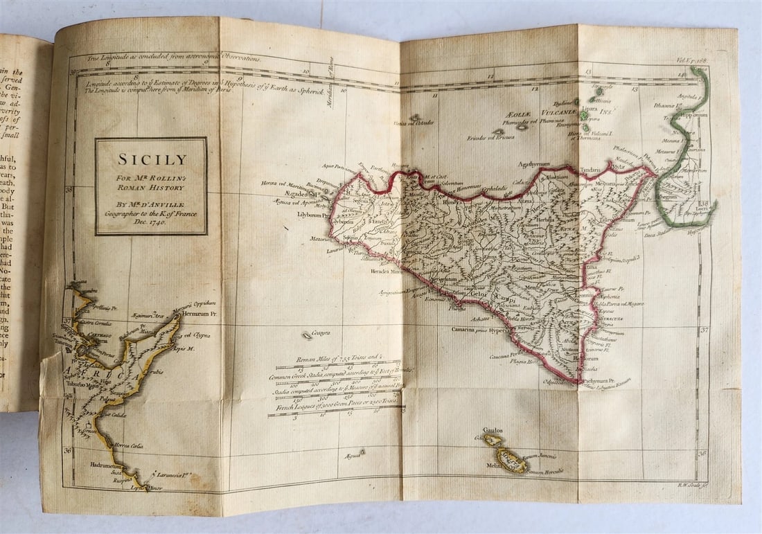 1754 ROMAN HISTORY by ROLLIN 12 VOLUMES antique ILLUSTRATED w/ MAPS - 9