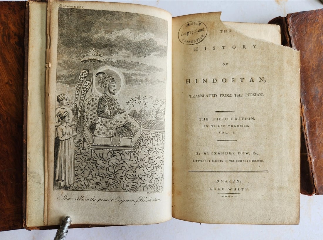1792 HISTORY of HINDOSTAN 3 VOLUMES antique ILLUSTRATED w/ PLATES & MAP - 2