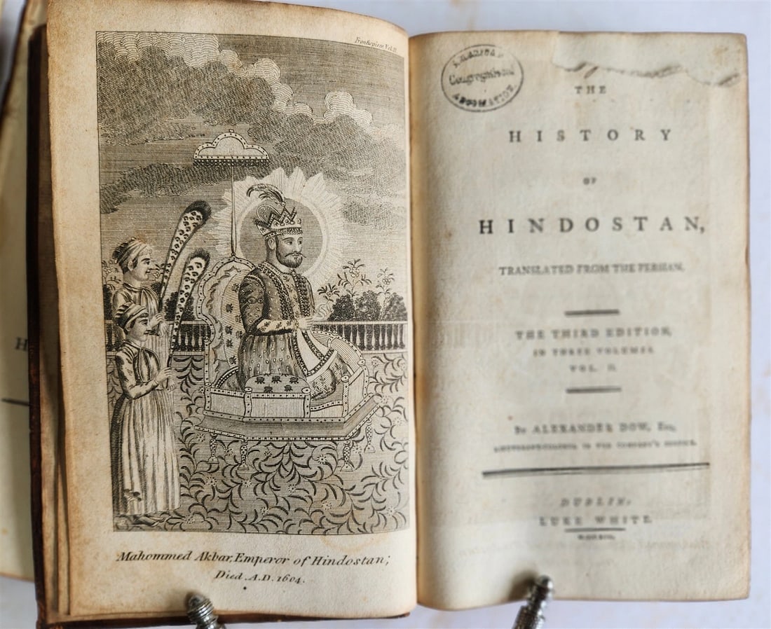 1792 HISTORY of HINDOSTAN 3 VOLUMES antique ILLUSTRATED w/ PLATES & MAP - 3