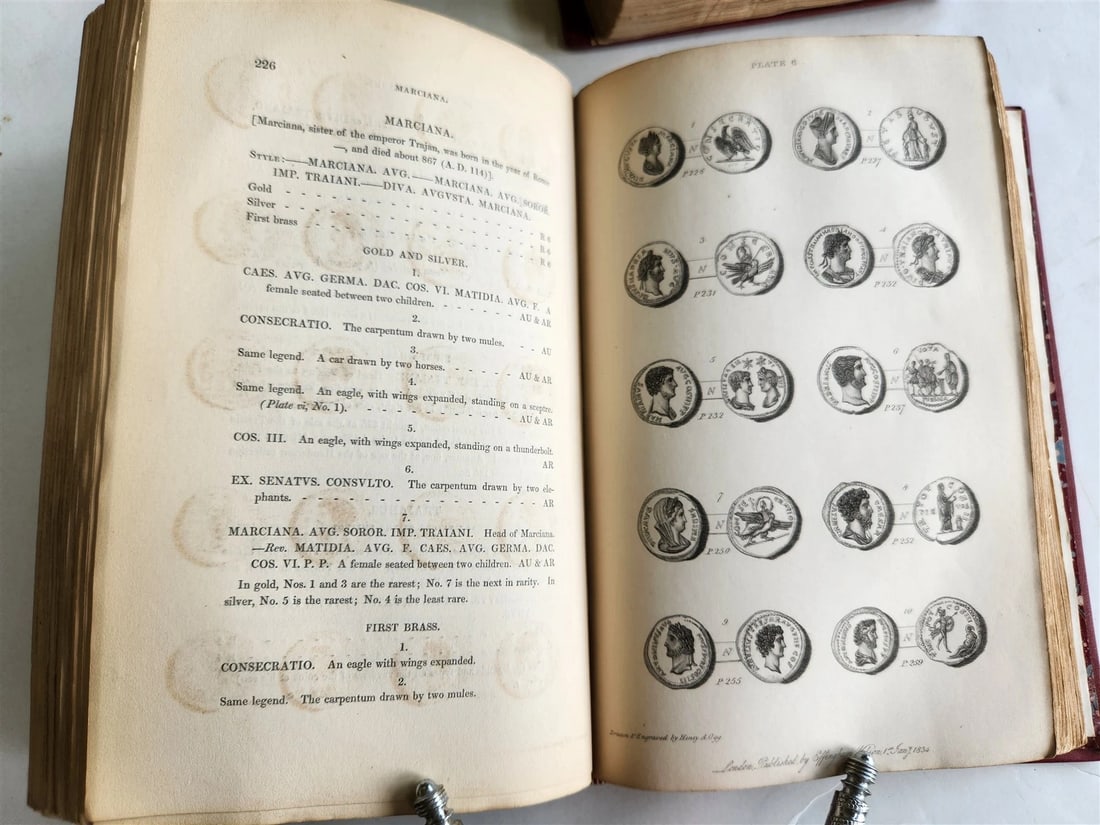 1834 DESCRIPTIVE CATALOGUE of RARE ROMAN COINS by AKERMAN antique ILLUSTRATED - 10