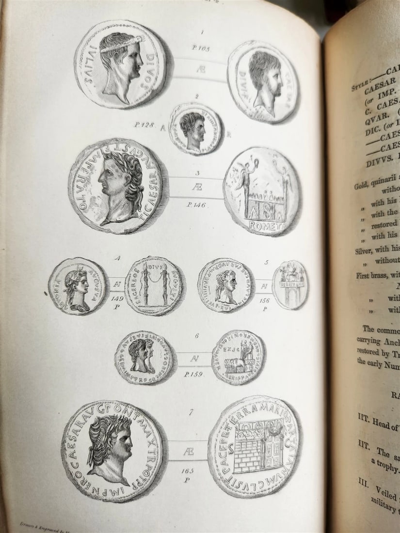 1834 DESCRIPTIVE CATALOGUE of RARE ROMAN COINS by AKERMAN antique ILLUSTRATED - 11