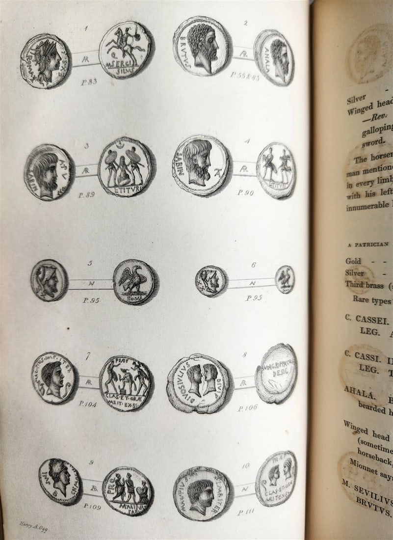 1834 DESCRIPTIVE CATALOGUE of RARE ROMAN COINS by AKERMAN antique ILLUSTRATED - 12