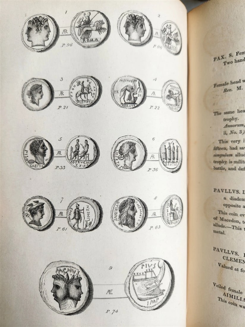 1834 DESCRIPTIVE CATALOGUE of RARE ROMAN COINS by AKERMAN antique ILLUSTRATED - 13