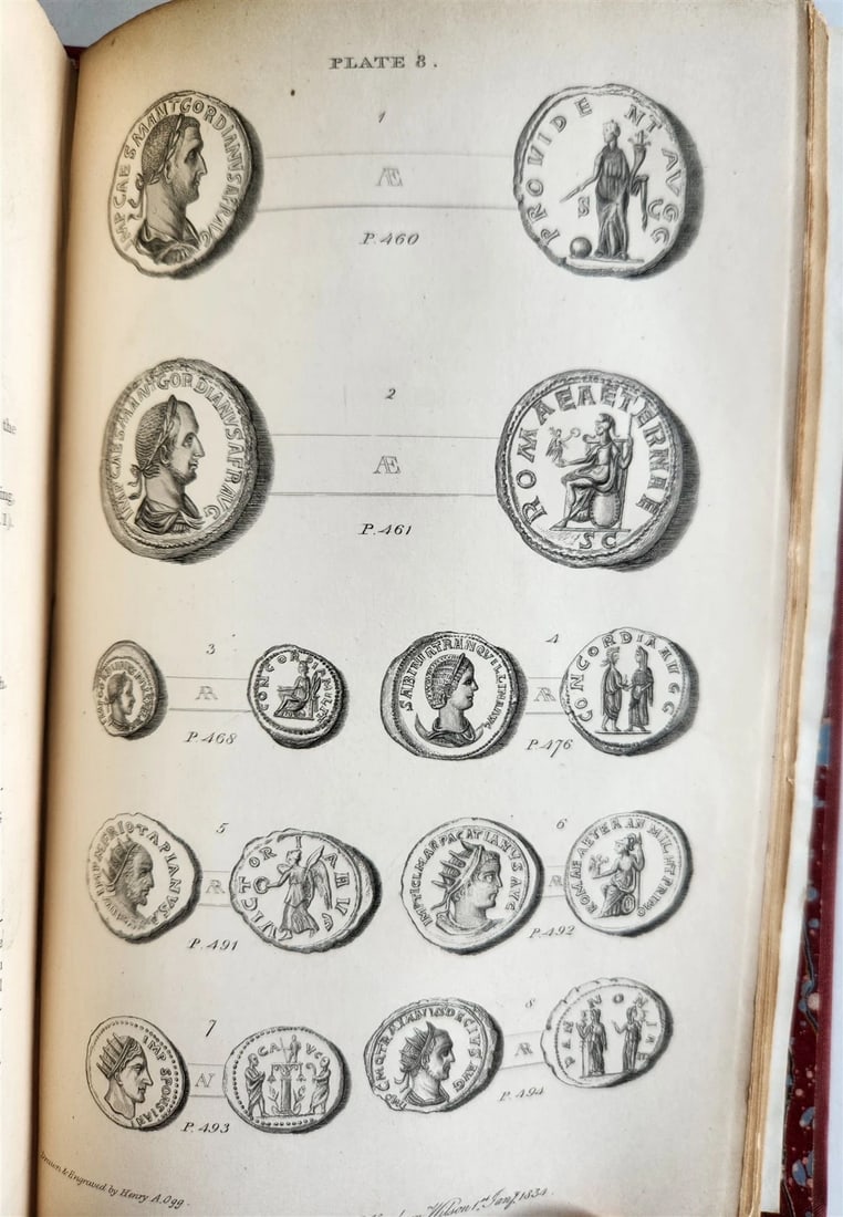 1834 DESCRIPTIVE CATALOGUE of RARE ROMAN COINS by AKERMAN antique ILLUSTRATED - 15