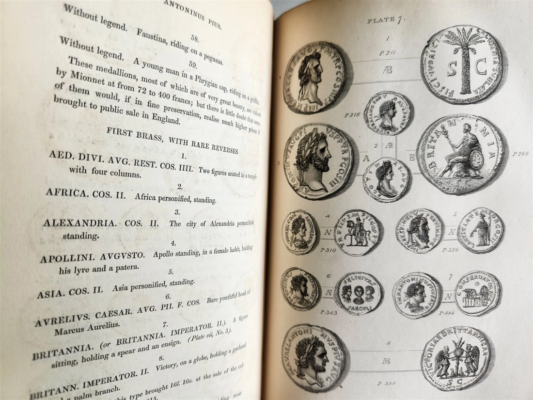 1834 DESCRIPTIVE CATALOGUE of RARE ROMAN COINS by AKERMAN antique ILLUSTRATED - 19