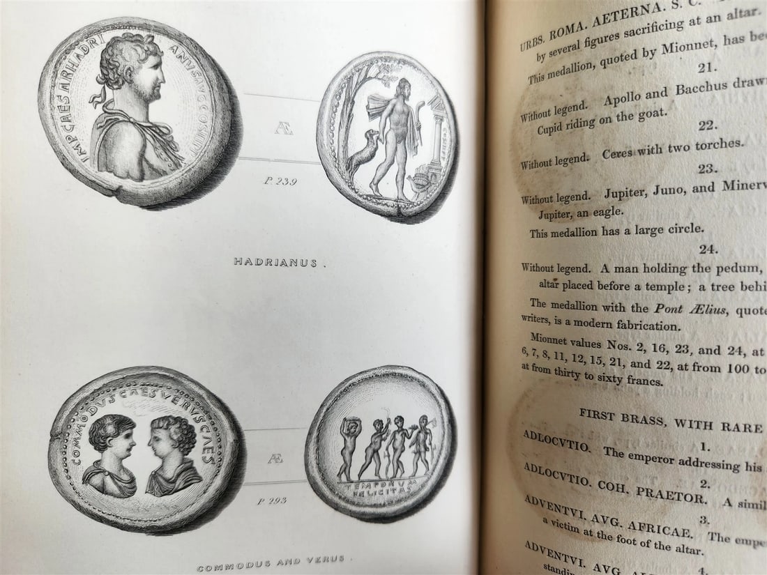 1834 DESCRIPTIVE CATALOGUE of RARE ROMAN COINS by AKERMAN antique ILLUSTRATED - 20