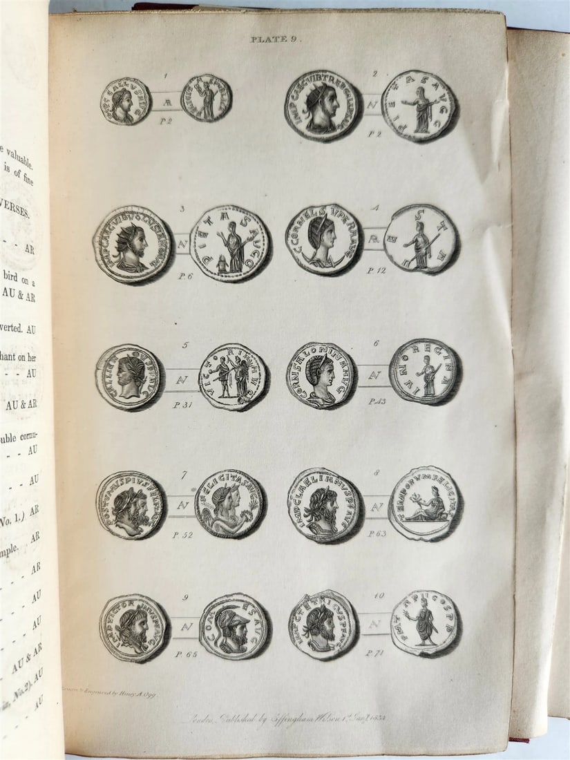 1834 DESCRIPTIVE CATALOGUE of RARE ROMAN COINS by AKERMAN antique ILLUSTRATED - 3