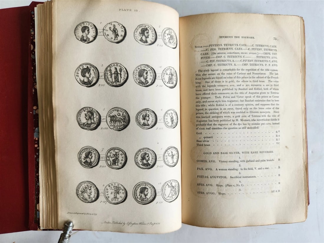 1834 DESCRIPTIVE CATALOGUE of RARE ROMAN COINS by AKERMAN antique ILLUSTRATED - 4