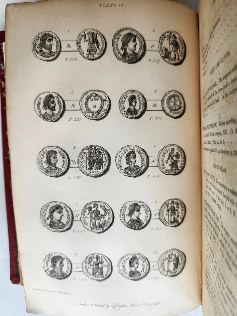 1834 DESCRIPTIVE CATALOGUE of RARE ROMAN COINS by AKERMAN antique ILLUSTRATED - 6