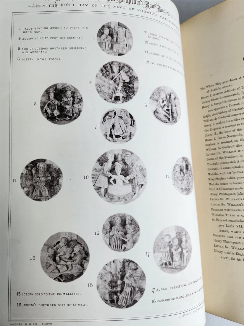 1876 ANCIENT SCULPTURES in ROOF of NORWICH CATHEDRAL antique ILLUSTRATED FOLIO - 13