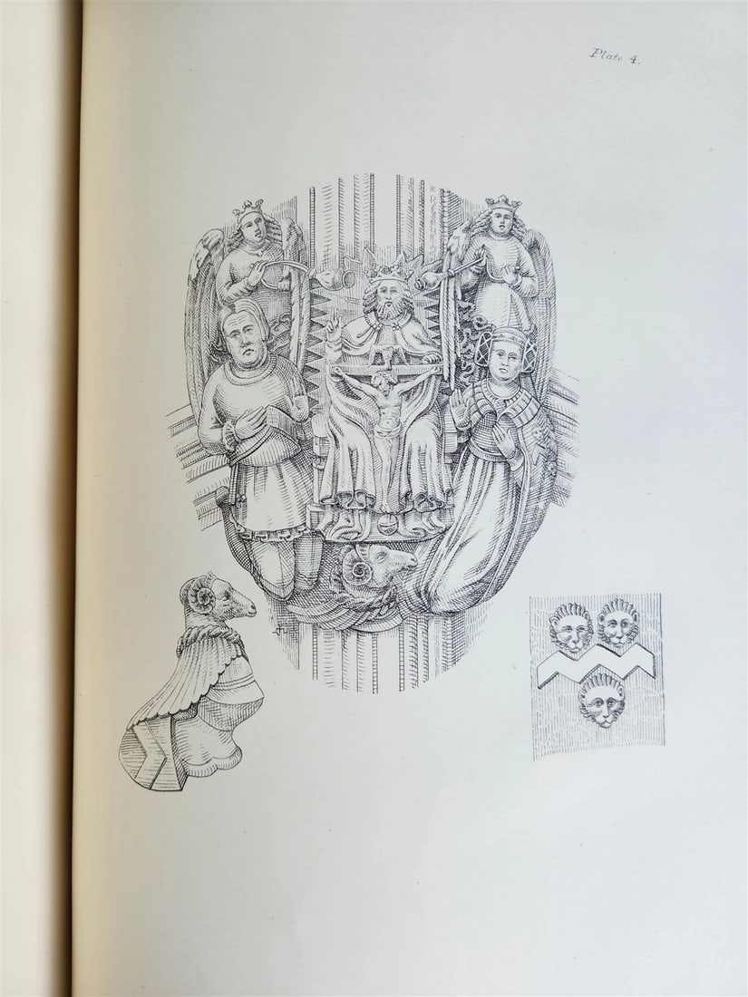 1876 ANCIENT SCULPTURES in ROOF of NORWICH CATHEDRAL antique ILLUSTRATED FOLIO - 16