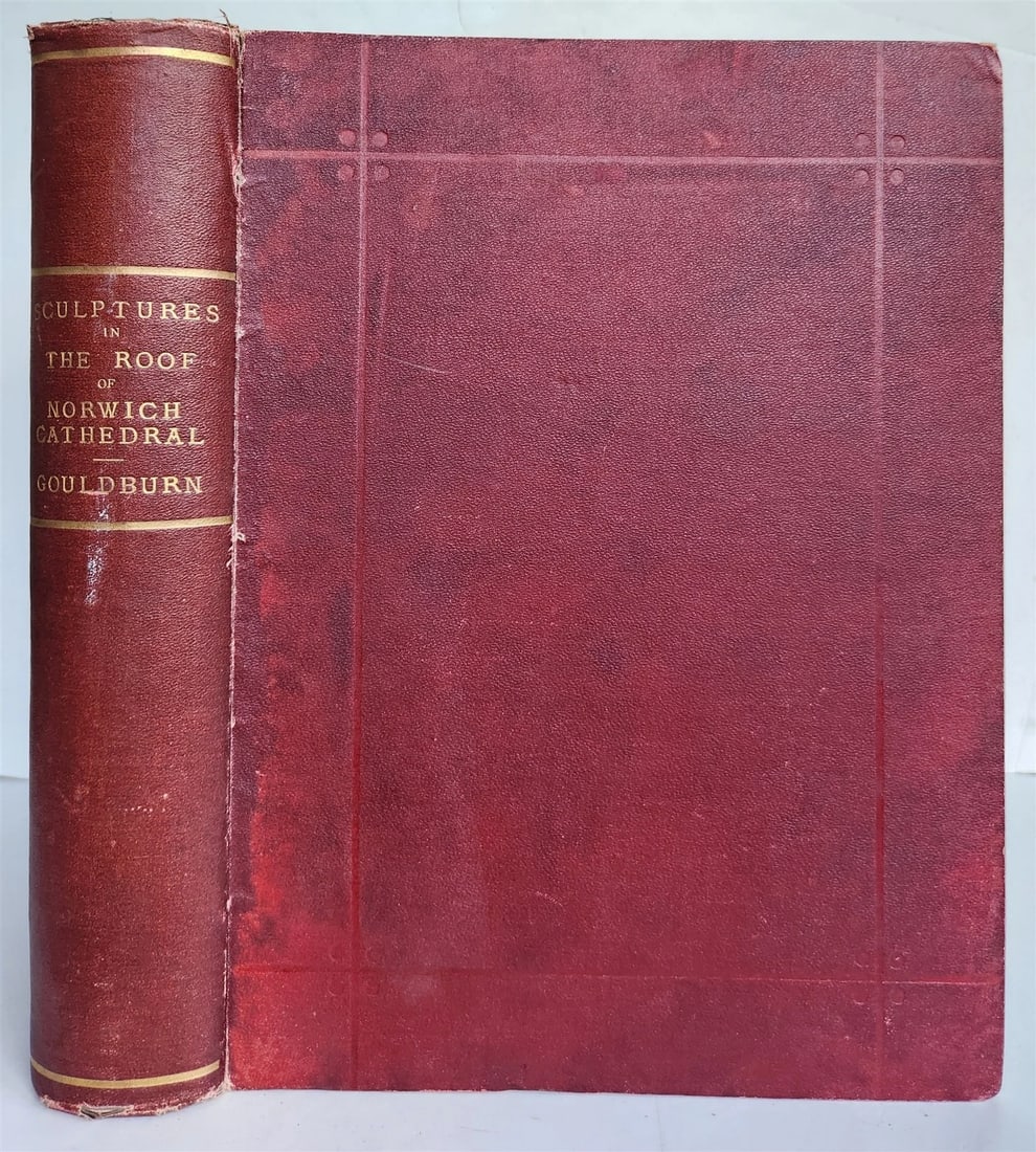1876 ANCIENT SCULPTURES in ROOF of NORWICH CATHEDRAL antique ILLUSTRATED FOLIO - 2