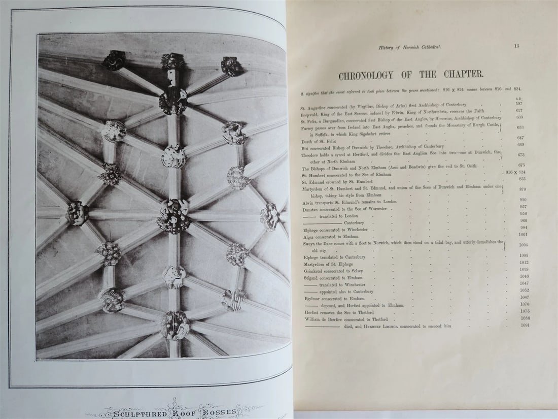 1876 ANCIENT SCULPTURES in ROOF of NORWICH CATHEDRAL antique ILLUSTRATED FOLIO - 3