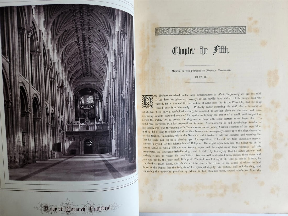 1876 ANCIENT SCULPTURES in ROOF of NORWICH CATHEDRAL antique ILLUSTRATED FOLIO - 7