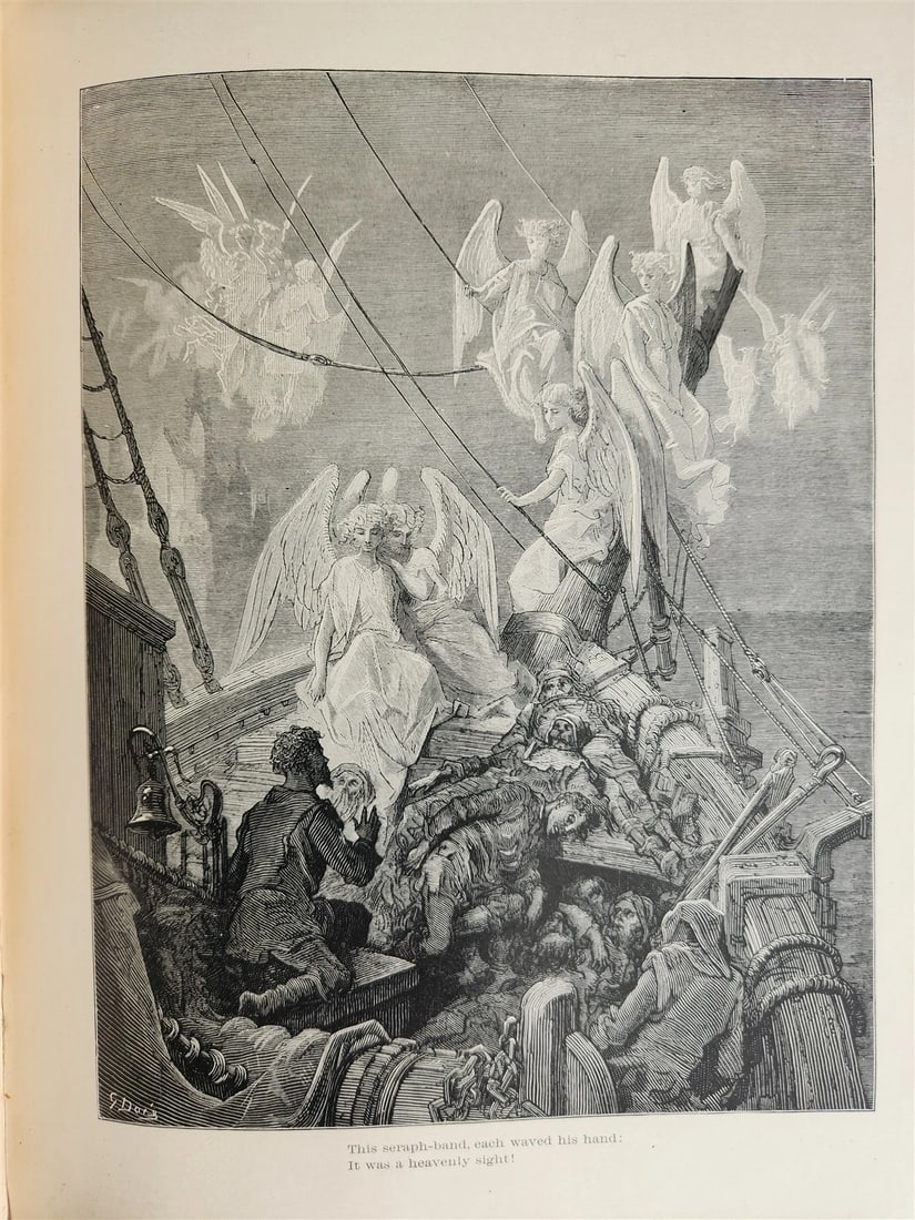 1889 THE RIME of ANCIENT MARINER ILLUSTRATED by GUSTAVE DORE antique in ENGLISH - 10