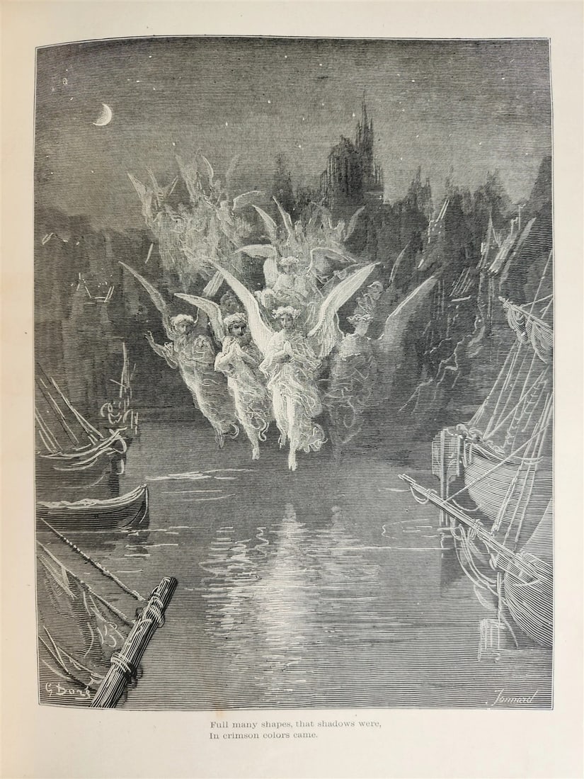 1889 THE RIME of ANCIENT MARINER ILLUSTRATED by GUSTAVE DORE antique in ENGLISH - 11