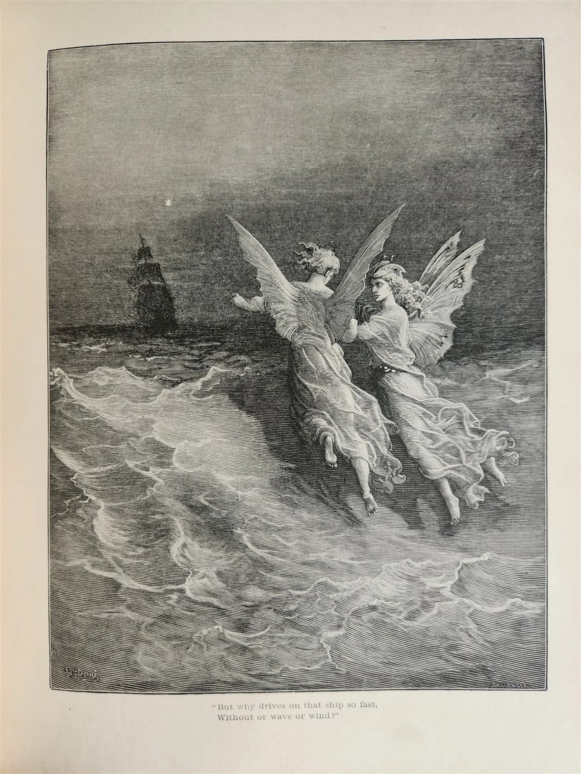 1889 THE RIME of ANCIENT MARINER ILLUSTRATED by GUSTAVE DORE antique in ENGLISH - 12