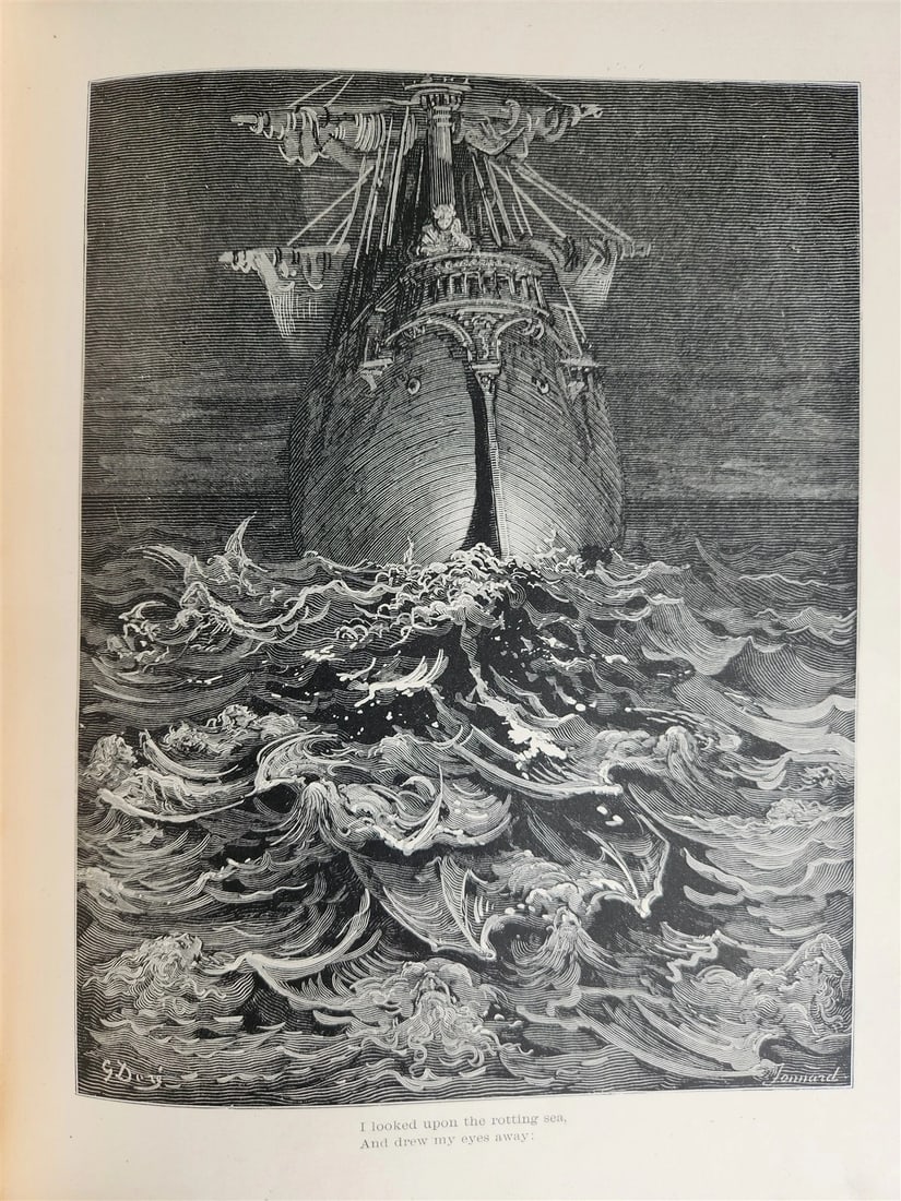 1889 THE RIME of ANCIENT MARINER ILLUSTRATED by GUSTAVE DORE antique in ENGLISH - 16