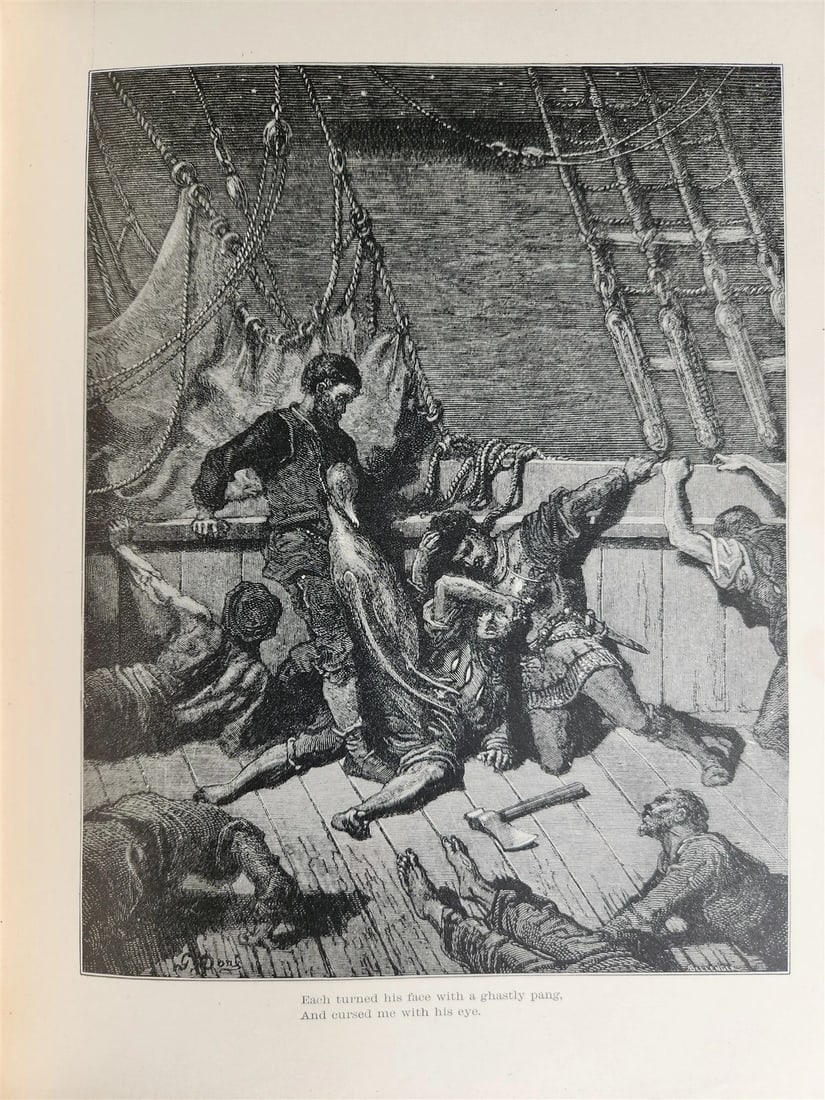 1889 THE RIME of ANCIENT MARINER ILLUSTRATED by GUSTAVE DORE antique in ENGLISH - 17
