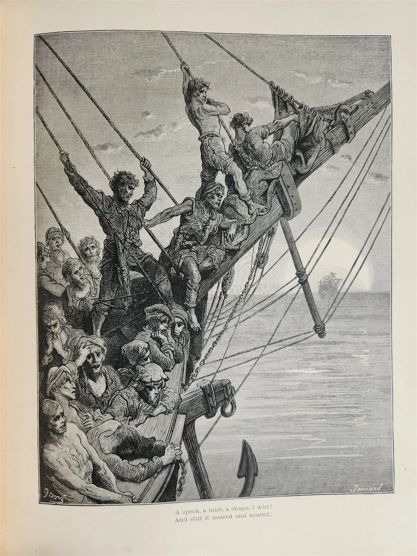 1889 THE RIME of ANCIENT MARINER ILLUSTRATED by GUSTAVE DORE antique in ENGLISH - 19