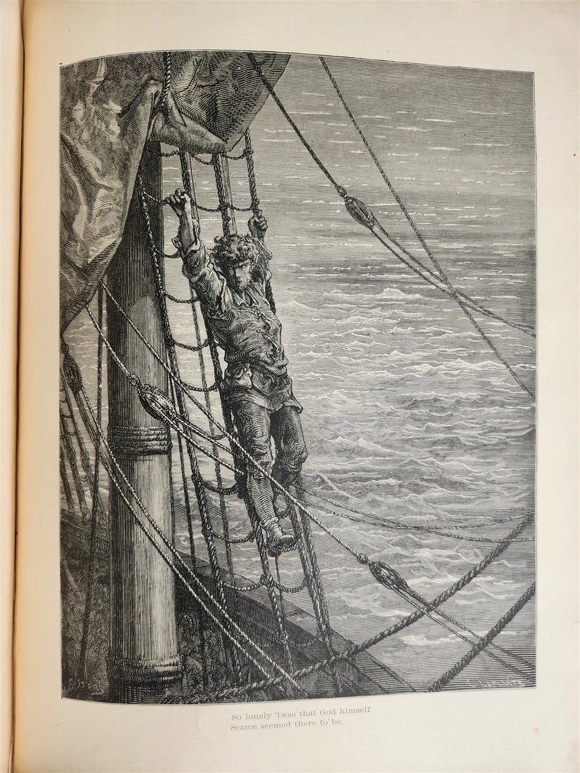 1889 THE RIME of ANCIENT MARINER ILLUSTRATED by GUSTAVE DORE antique in ENGLISH - 3