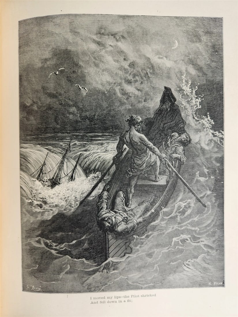 1889 THE RIME of ANCIENT MARINER ILLUSTRATED by GUSTAVE DORE antique in ENGLISH - 7