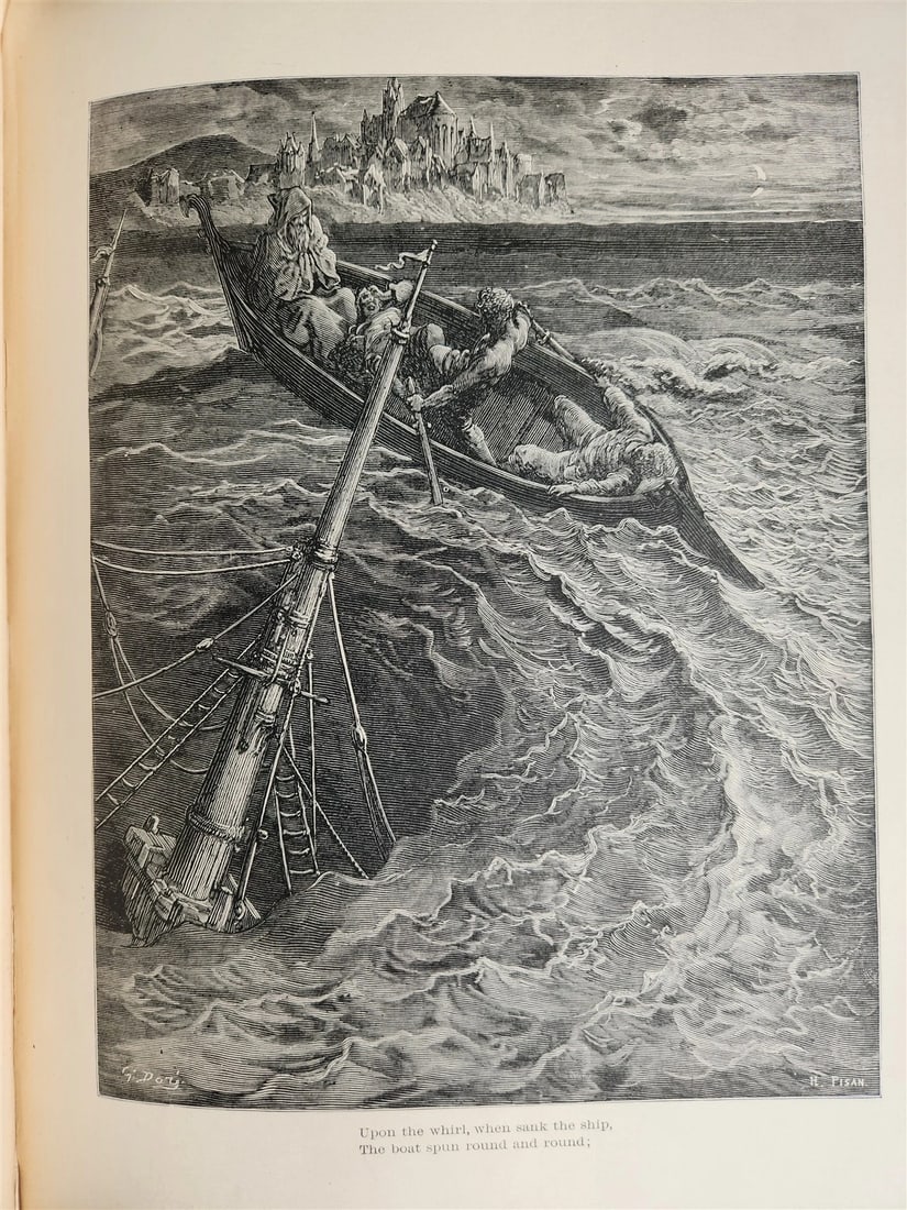 1889 THE RIME of ANCIENT MARINER ILLUSTRATED by GUSTAVE DORE antique in ENGLISH - 8