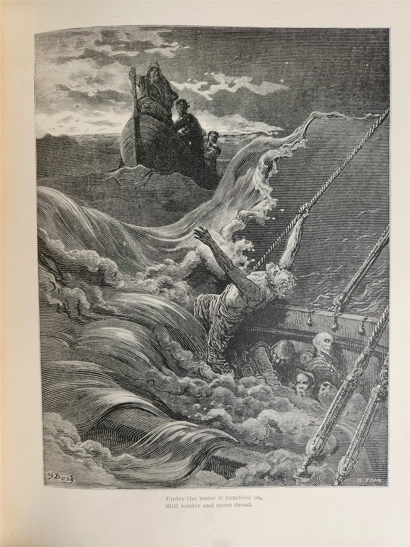 1889 THE RIME of ANCIENT MARINER ILLUSTRATED by GUSTAVE DORE antique in ENGLISH - 9