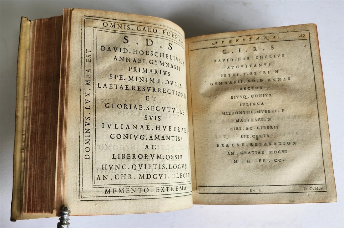 1624 FUNERAL INSCRIPTIONS - EPITAPHS in AUGSBURG GERMANY antique VELLUM BINDING - 11