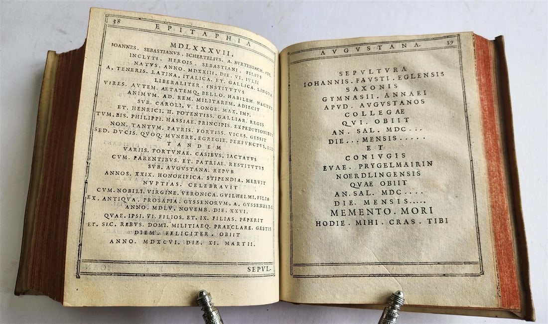 1624 FUNERAL INSCRIPTIONS - EPITAPHS in AUGSBURG GERMANY antique VELLUM BINDING - 14