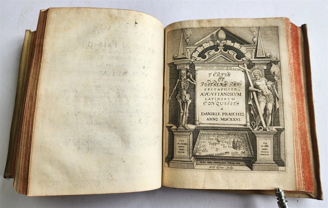 1624 FUNERAL INSCRIPTIONS - EPITAPHS in AUGSBURG GERMANY antique VELLUM BINDING - 15