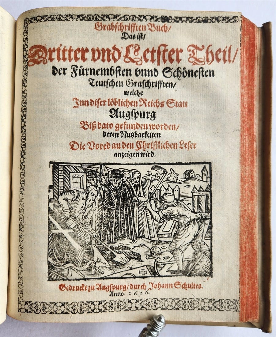1624 FUNERAL INSCRIPTIONS - EPITAPHS in AUGSBURG GERMANY antique VELLUM BINDING - 3