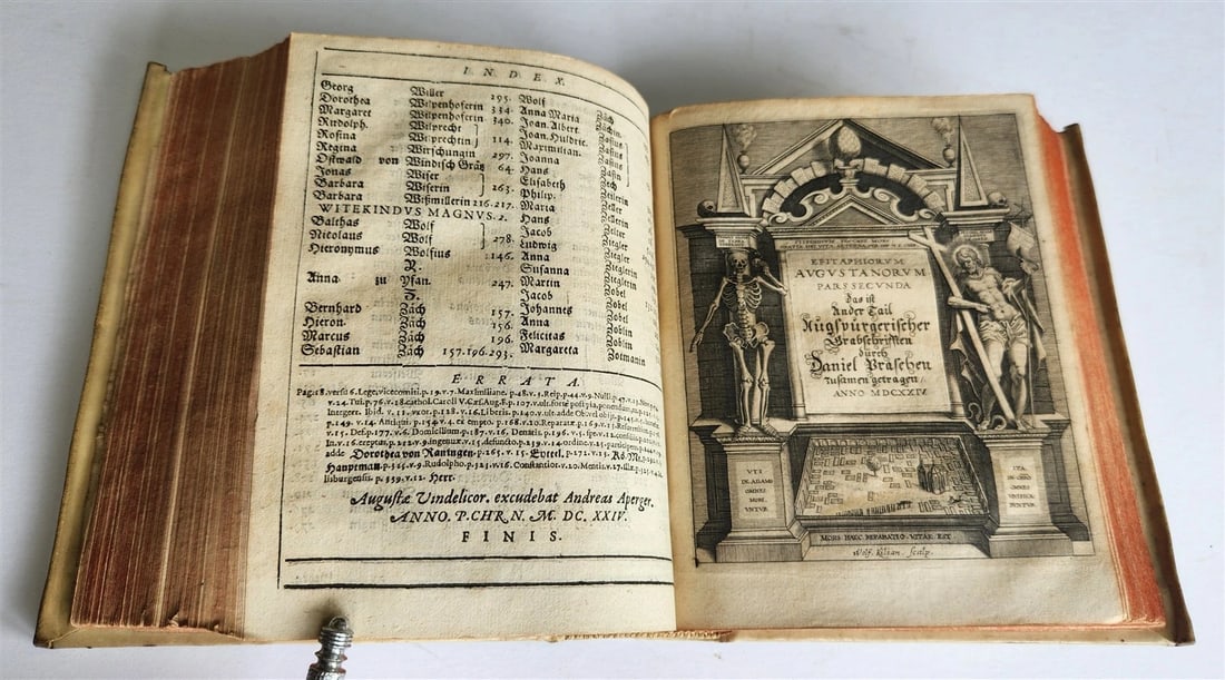 1624 FUNERAL INSCRIPTIONS - EPITAPHS in AUGSBURG GERMANY antique VELLUM BINDING - 4