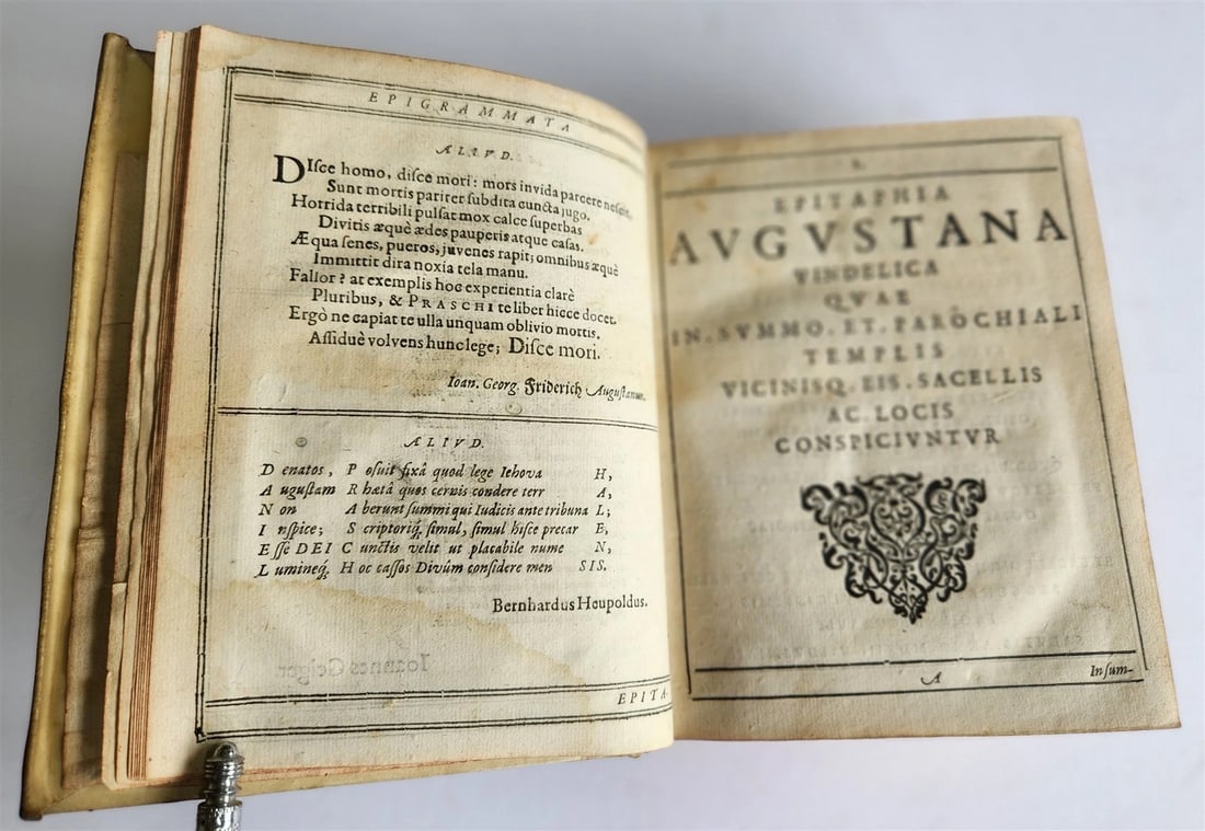1624 FUNERAL INSCRIPTIONS - EPITAPHS in AUGSBURG GERMANY antique VELLUM BINDING - 9