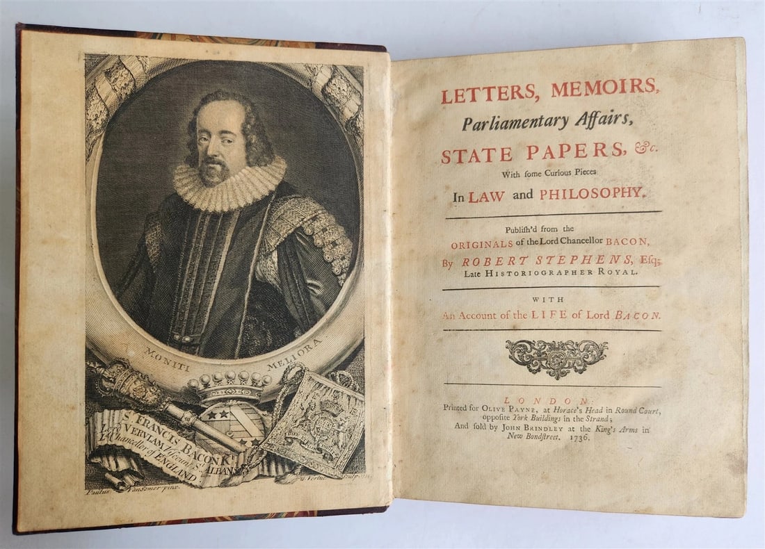 1736 LIFE of LORD BACON by Robert Stephens antique in ENGLISH (1 of 11)