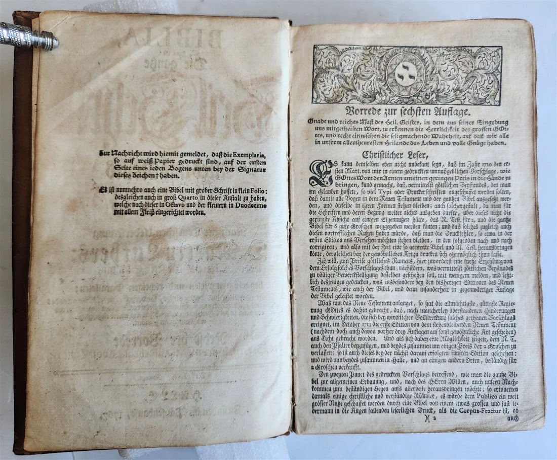 1767 BIBLE in GERMAN antique OLD & NEW TESTAMENT Canstein octavo M.LUTHER Bible - 6