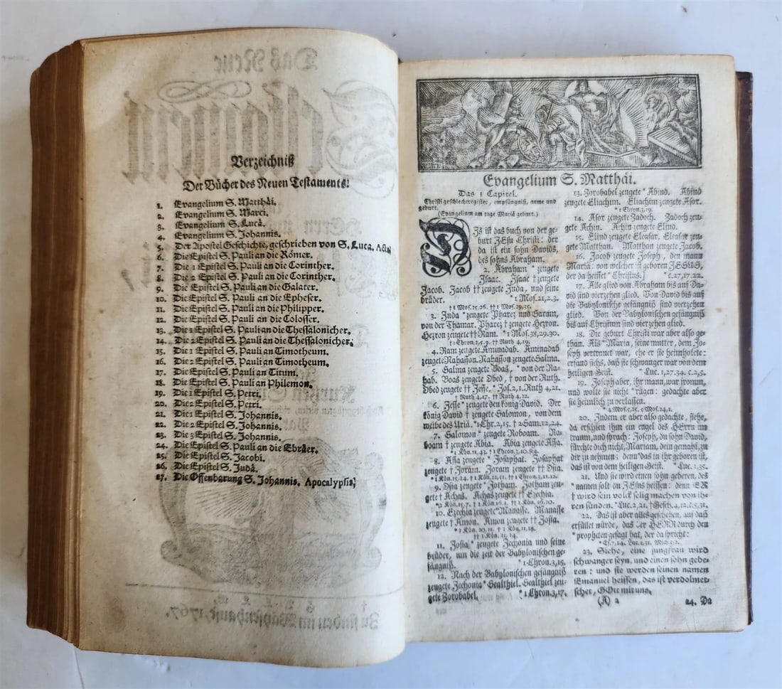 1767 BIBLE in GERMAN antique OLD & NEW TESTAMENT Canstein octavo M.LUTHER Bible - 9
